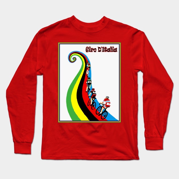 Giro D Italia Abstract Surreal Bicycle Racing Advertising Print Long Sleeve T-Shirt by posterbobs